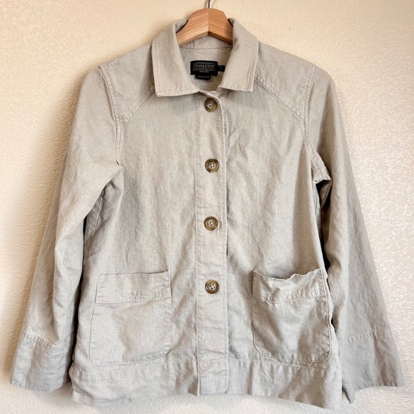 Pendleton Jackets & Blazers - Pendleton Womens Linen Blend Chore Jacket Beige Button  Utility shirt XS FLAWS